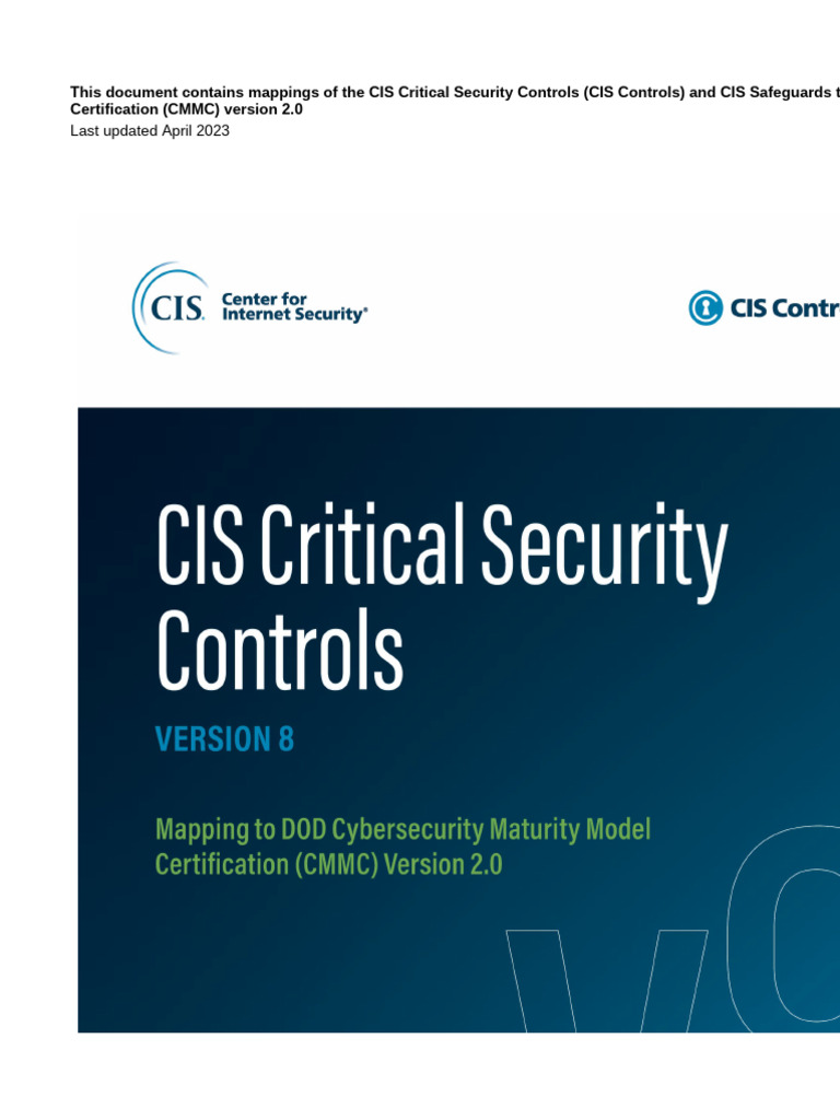 CIS Controls v8 Mapping To CMMC v2 0 4 2023 | PDF | Information ...
