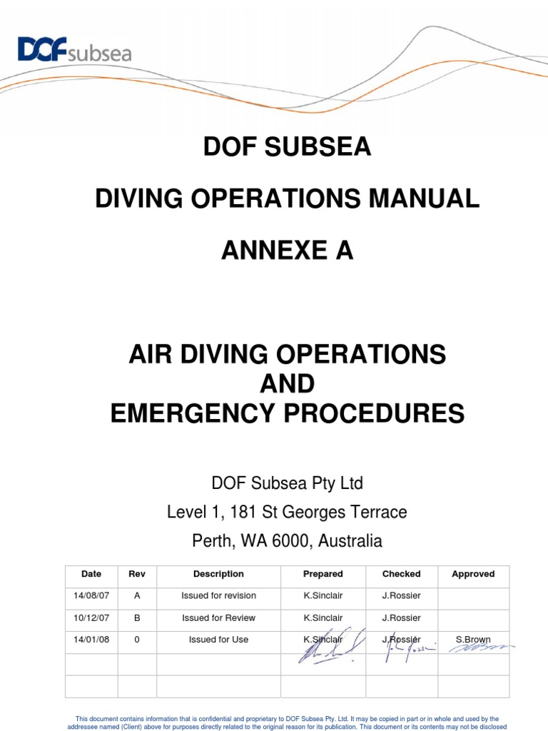 Air Diving Operations Manual Overview | PDF | Underwater Diving | Scuba ...