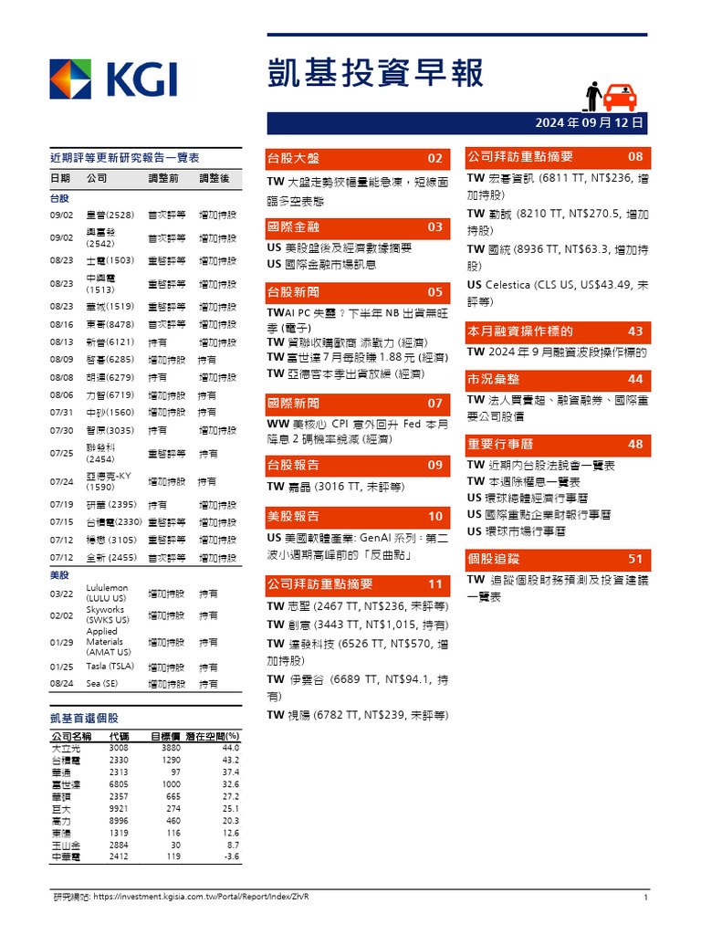 凱基投資早報20240912 | PDF