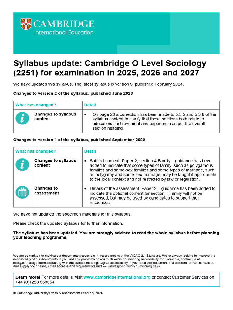 2025 2027 Syllabus Update | PDF