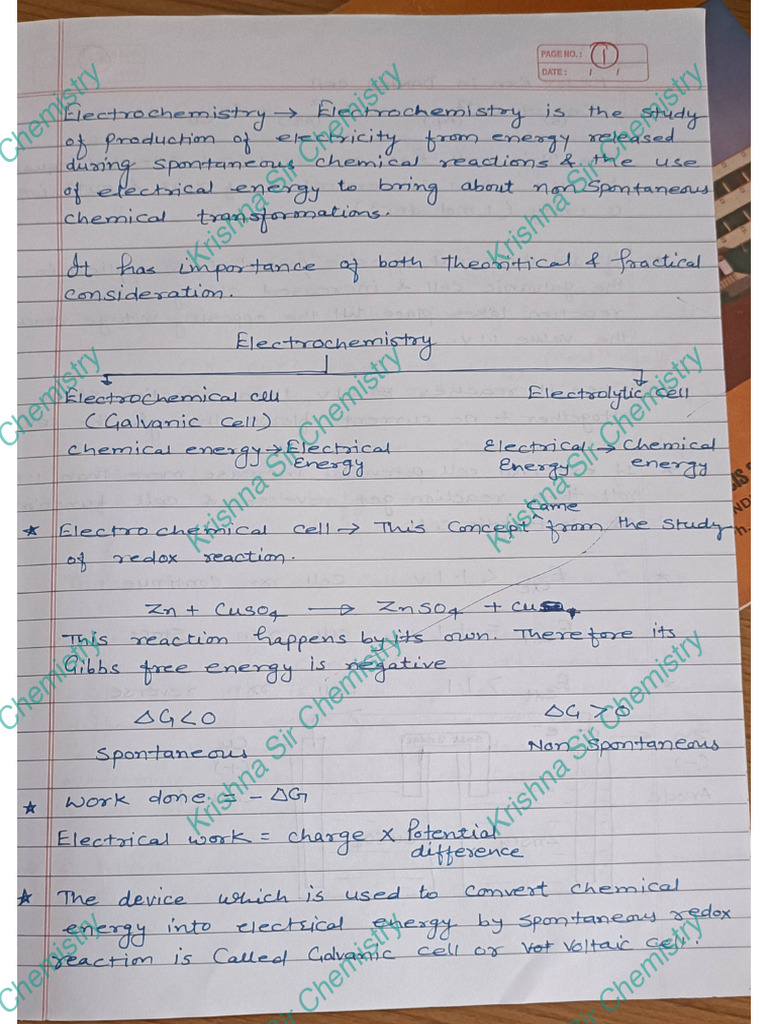 CH 2 Electrochemistry School Notes | PDF