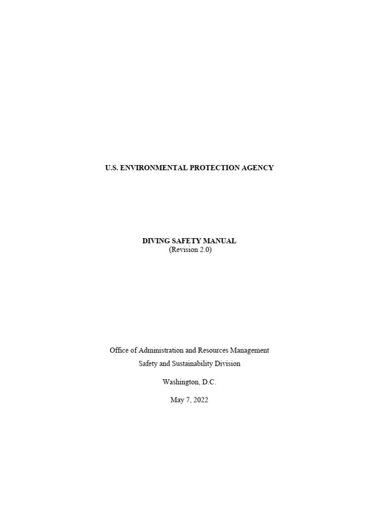 EPA Diving Safety Manual Version 2.0 May 2022 - 0 | PDF