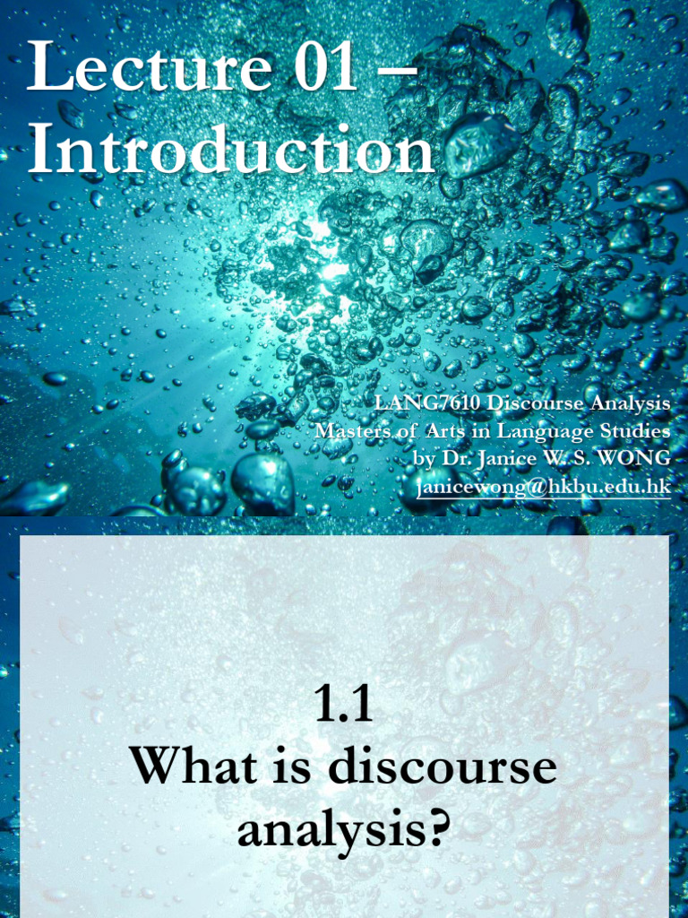 Lecture01 - Introduction To Discourse Analysis - S | PDF