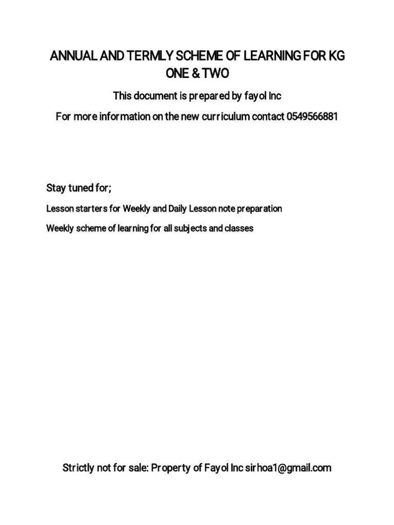 Asol For KG One and Two | PDF