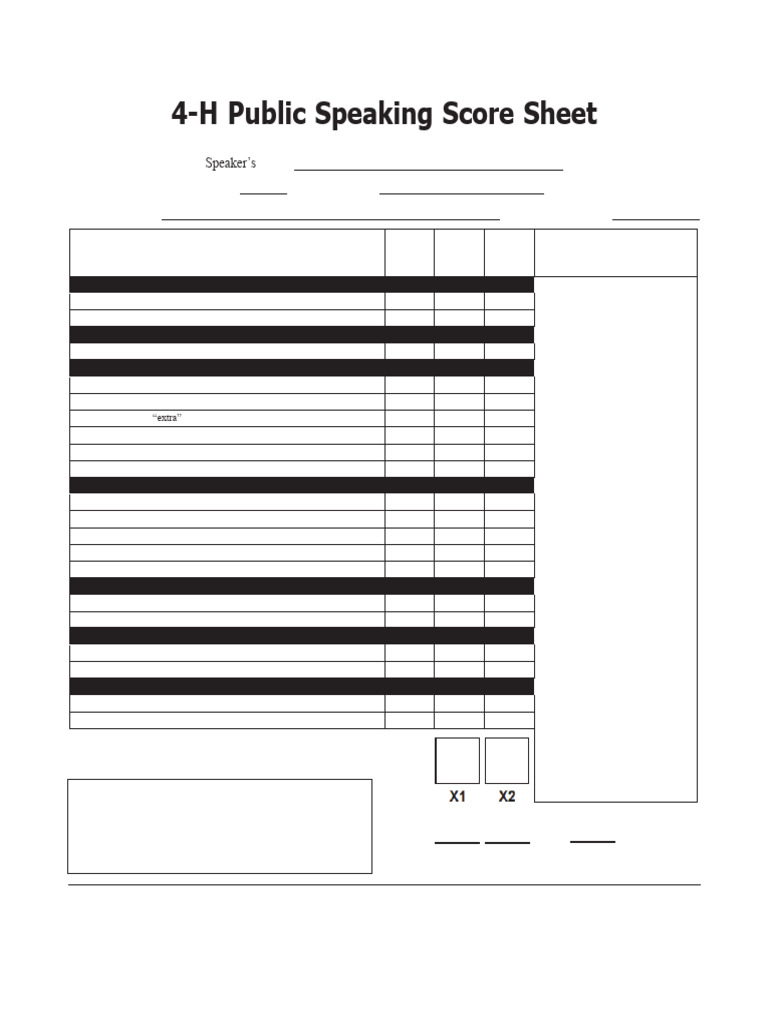 4 H Public Speaking Score Sheet | PDF