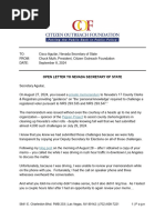 Citizen Outreach Foundation Sept. 8 Letter To Secretary Aguilar