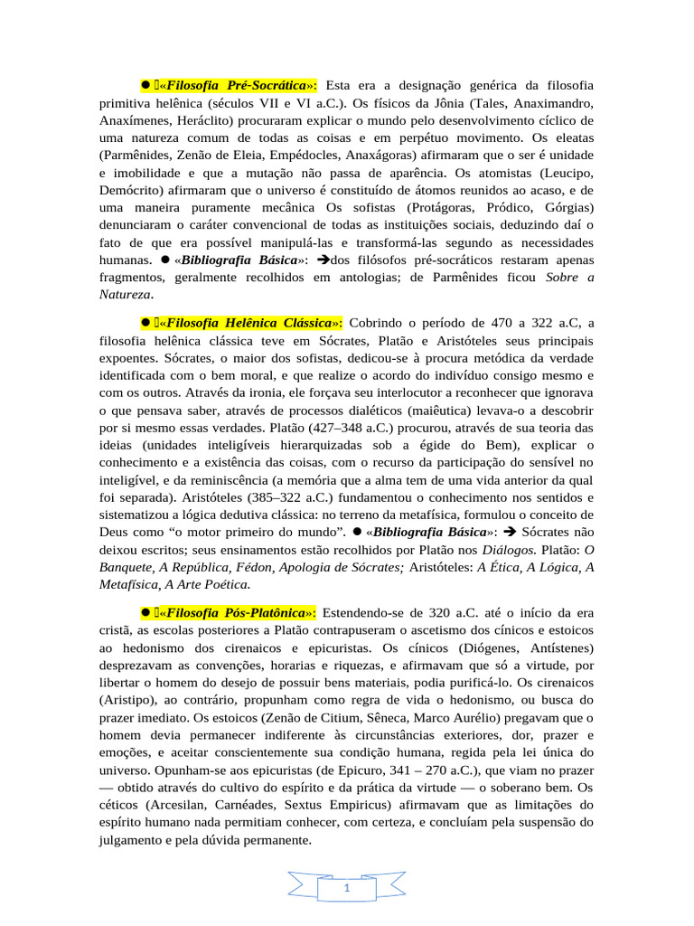 Filosofia: Da Pré-Socrática ao Iluminismo | PDF | Existencialismo ...