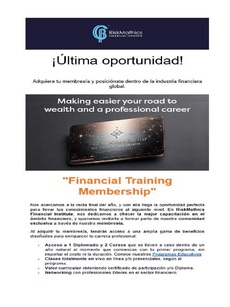 Financial Training Membership | PDF