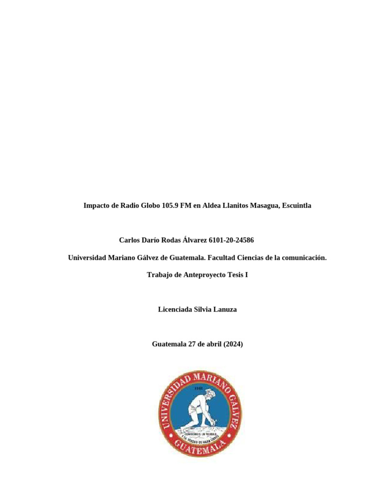 Normas apa impacto de radio globo 105 9 fm en aldea llanitos masagua