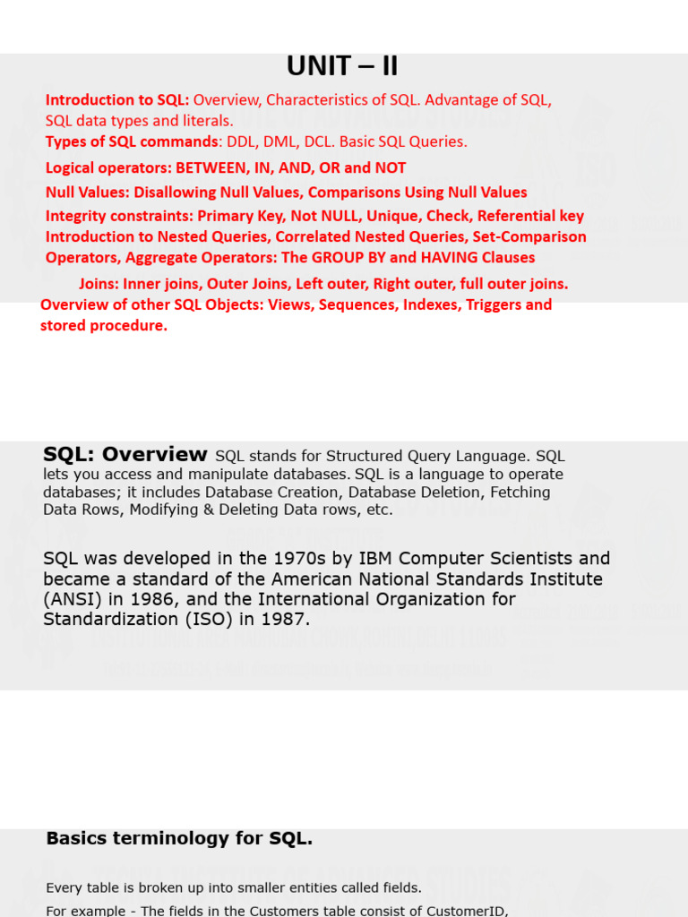 DBMS Unit 2 | PDF