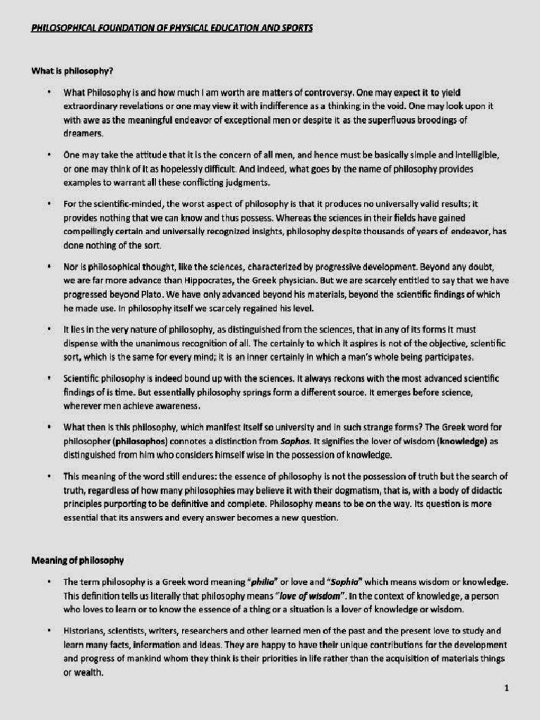 Unit 3 Philosophy of Physical Education | PDF