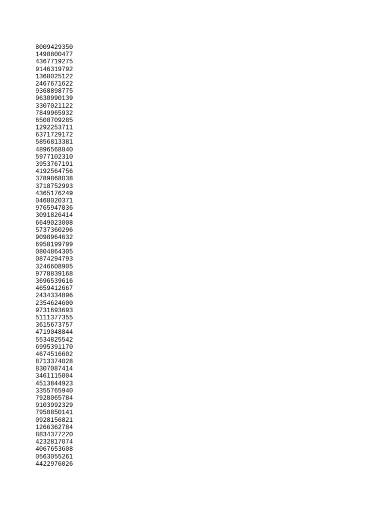 Document of Numeric Data Entries | PDF