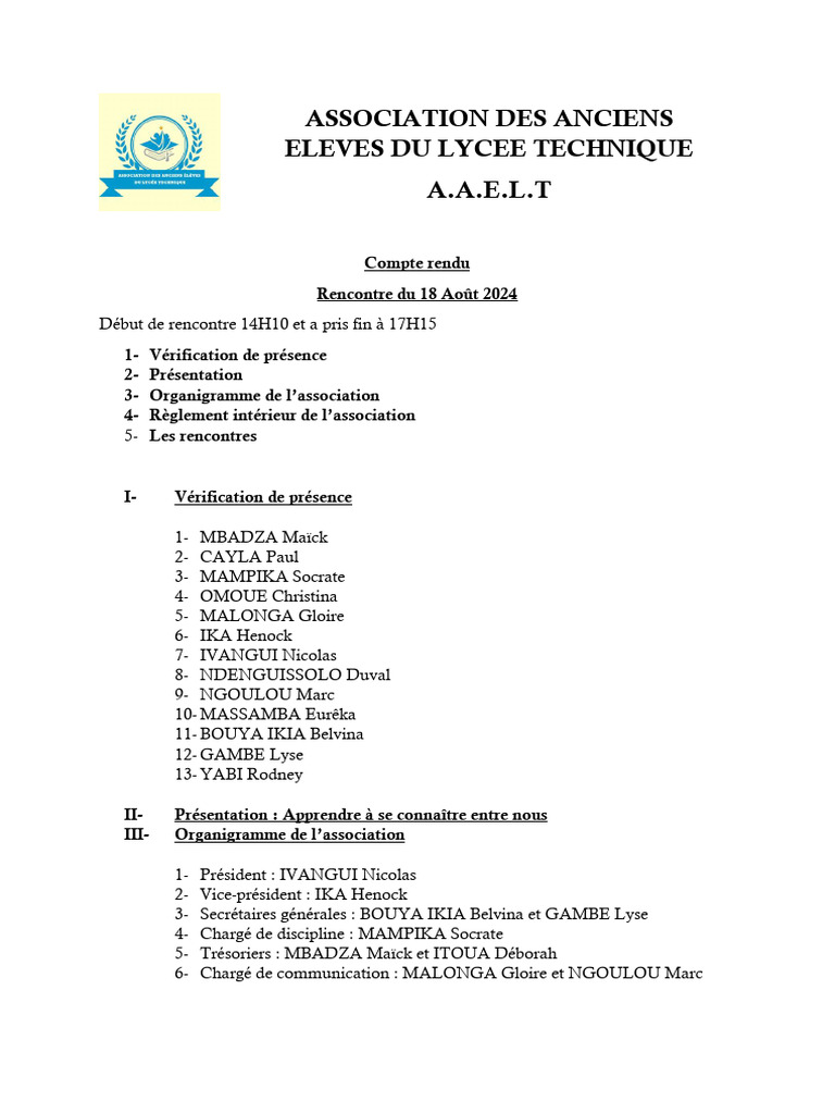 Compte Rendu AAELT | PDF