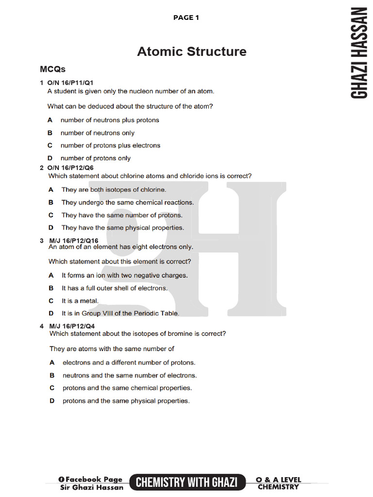 Atomic Structure - 80 Sets | PDF