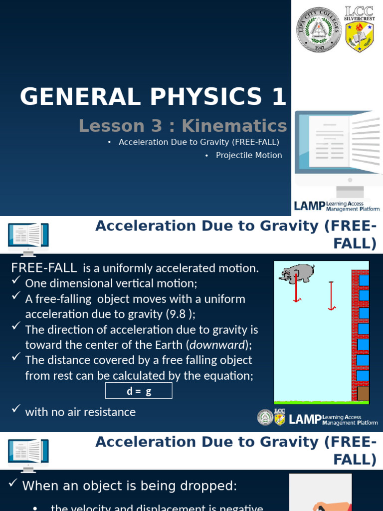 Kinematics Acceleration Due To Free Fall | PDF | Acceleration ...