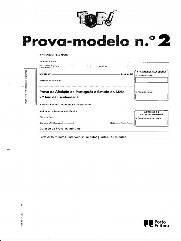 Prova Modelo 2 - 2º Ano | PDF