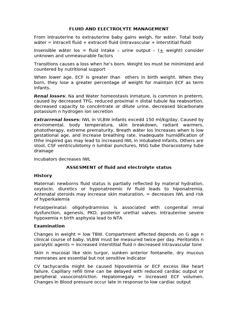 Fluid and Electrolyte Management | PDF