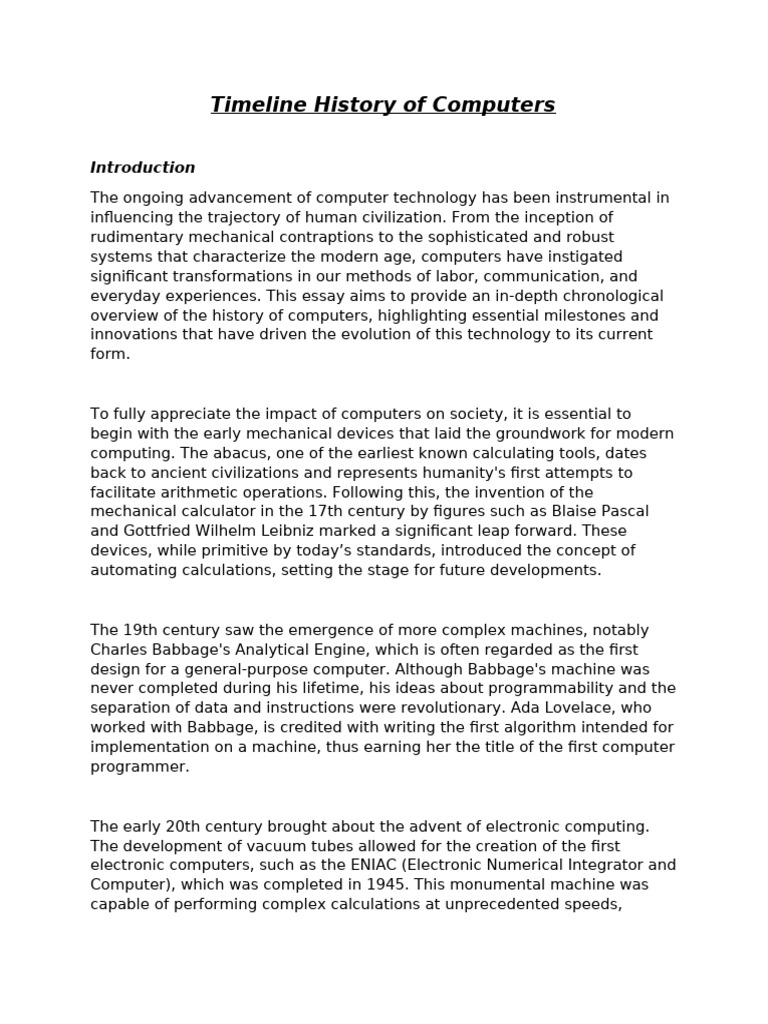Timeline history of computers pdf