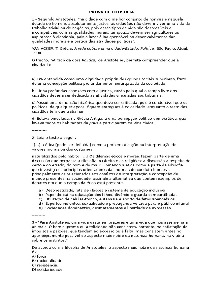 Cidadania e Ética na Filosofia de Aristóteles | PDF | Aristóteles ...