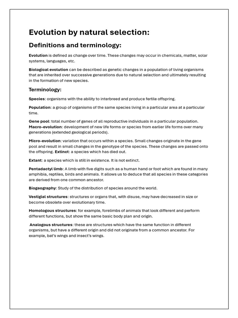 Evolution by Natural Selection GR 12 | PDF
