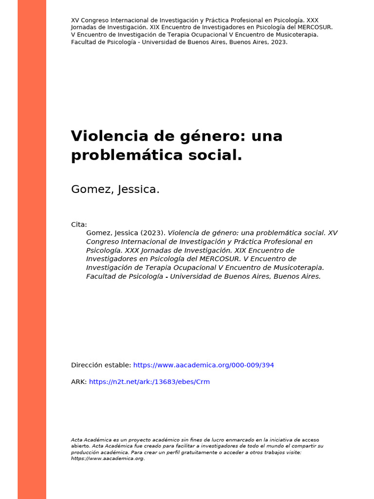 Gomez, Jessica (2023) - Violencia de Género Una Problemática Social | PDF