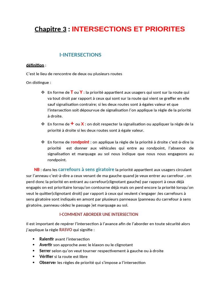 Chap: Intersections Et Priorite | PDF