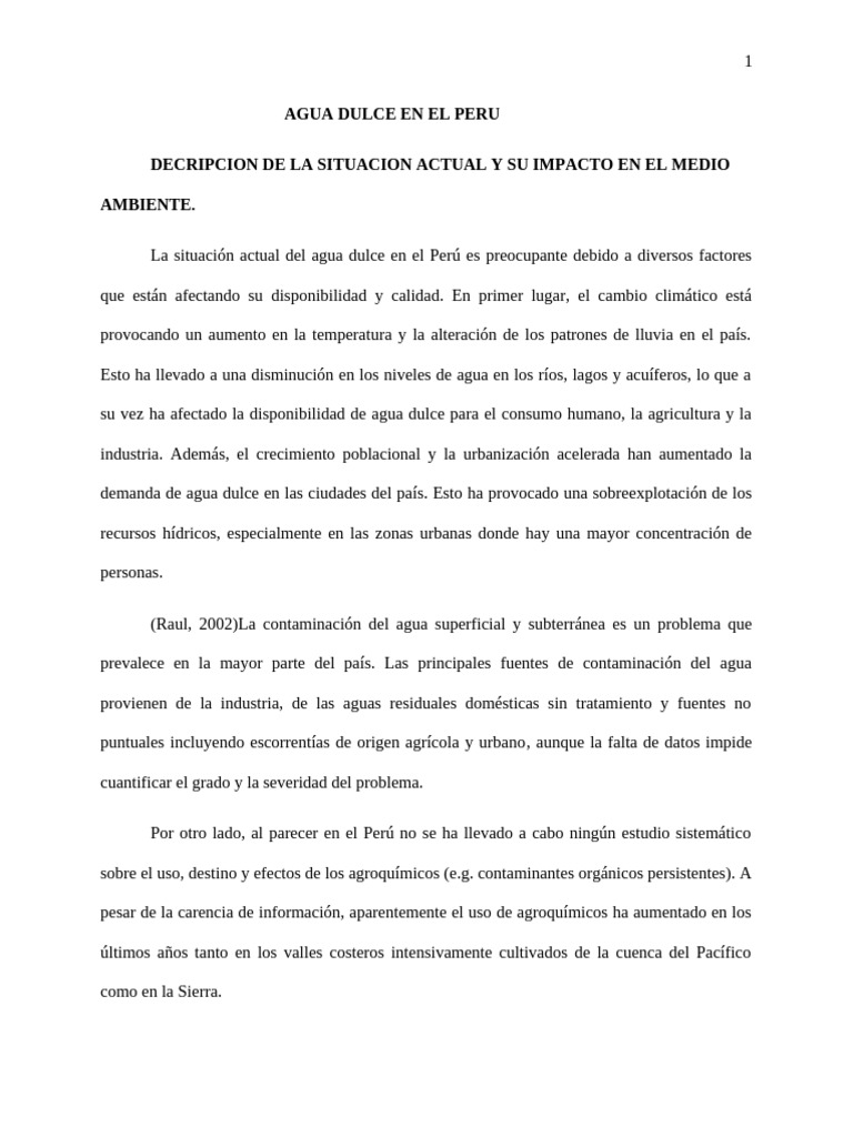 Crisis del Agua Dulce en Perú 2023 | PDF | Agua | Ciencias sociales
