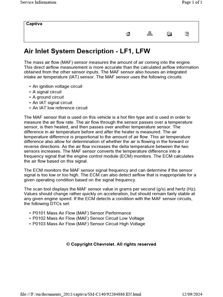Air Inlet System Description - LF1, LFW | PDF | Finance & Money ...