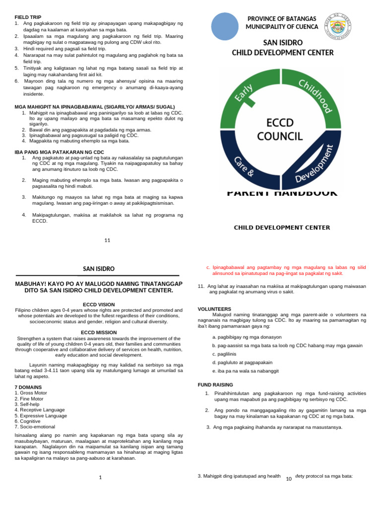 CDC Guidelines for Child Development Center | PDF | Childhood ...