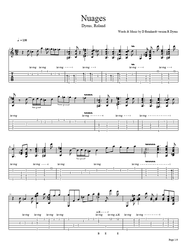 Roland Dyens 楽譜 Dyens, Roland - Nuages GUIT-SOLO | PDF