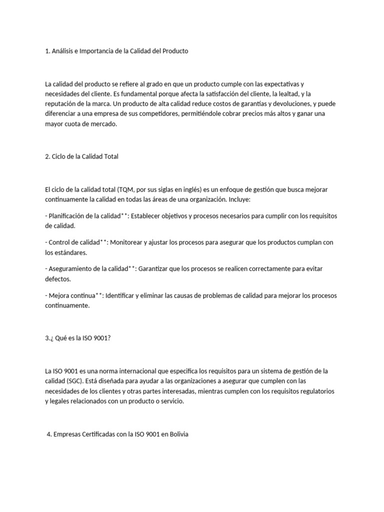 Análisis de La Calidad | PDF