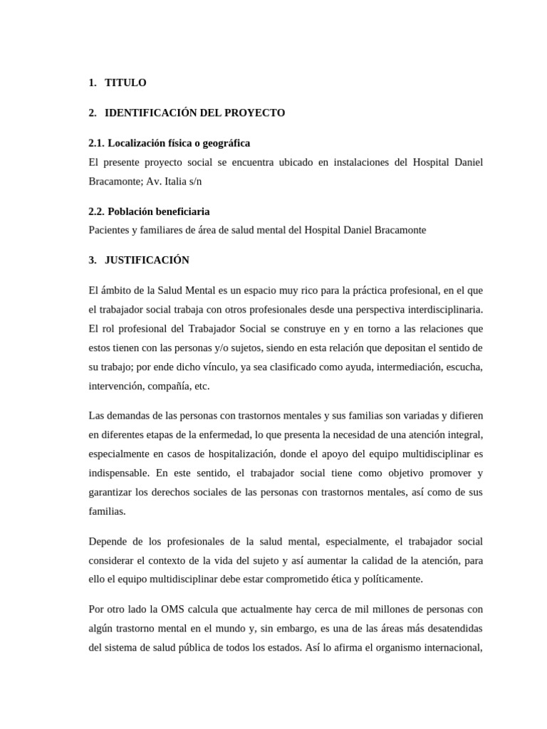 Esquema de Proyecto Social | PDF