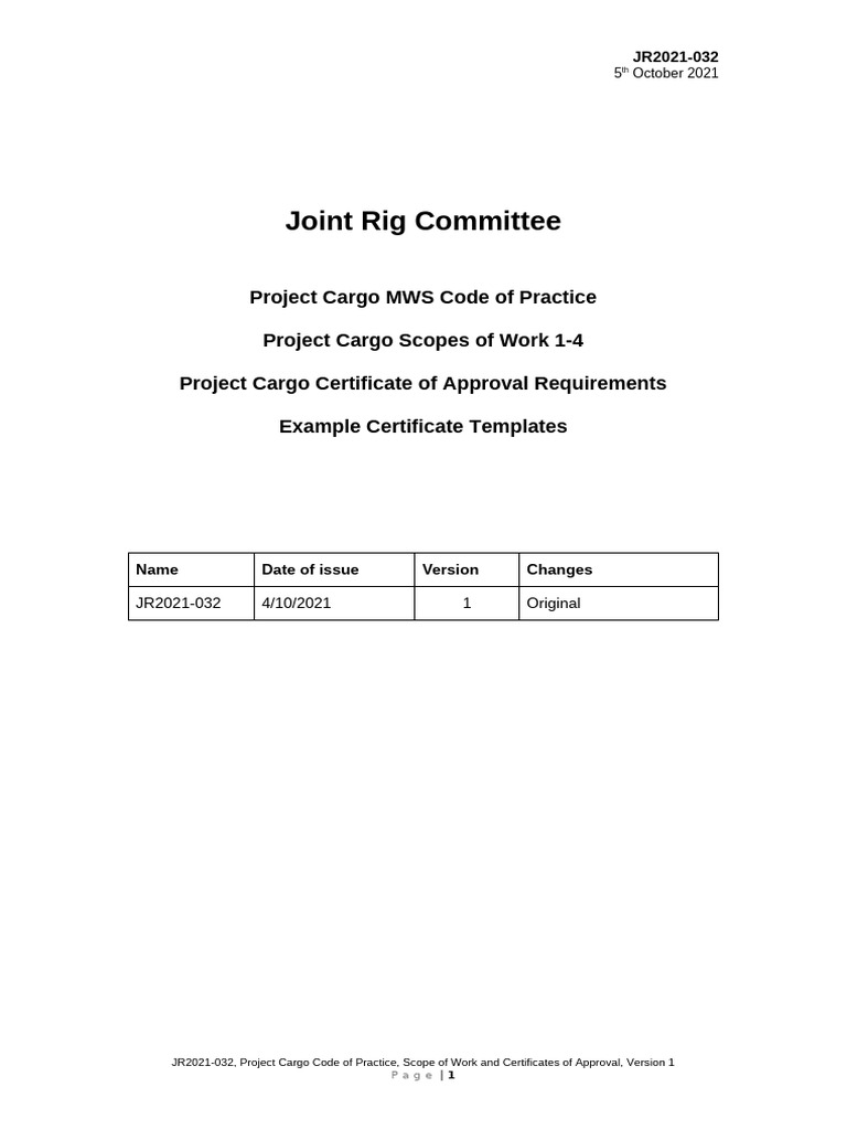 JR2021-032 JRC Project Cargo COP SOW COA 5.10.2021 | PDF