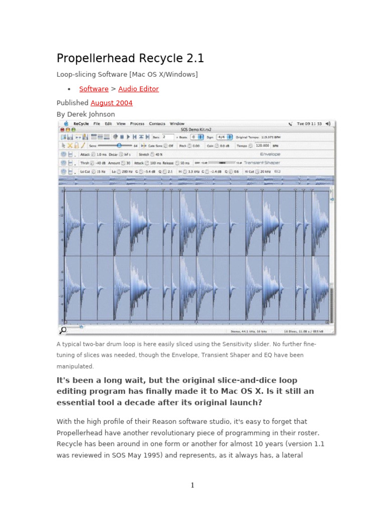 Propellerhead Recycle | PDF