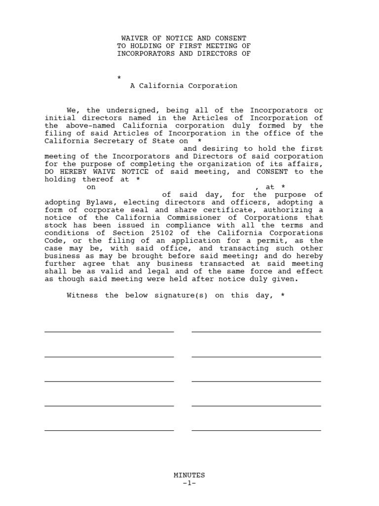 CA Minutes Sample | PDF