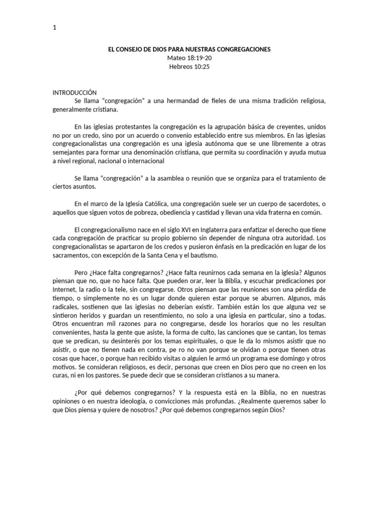 46 El Consejo de Dios para La Iglesia Nuestras Congregaciones | PDF