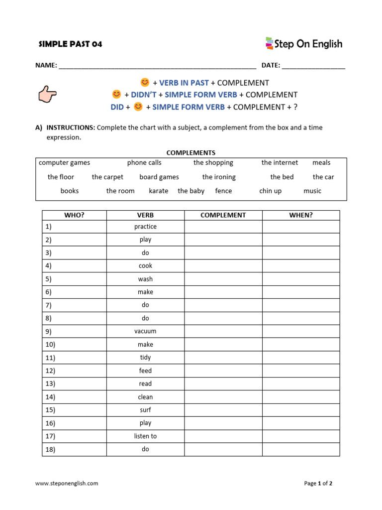 Simple Past 04 Affirmative Negative and Interrogative | PDF