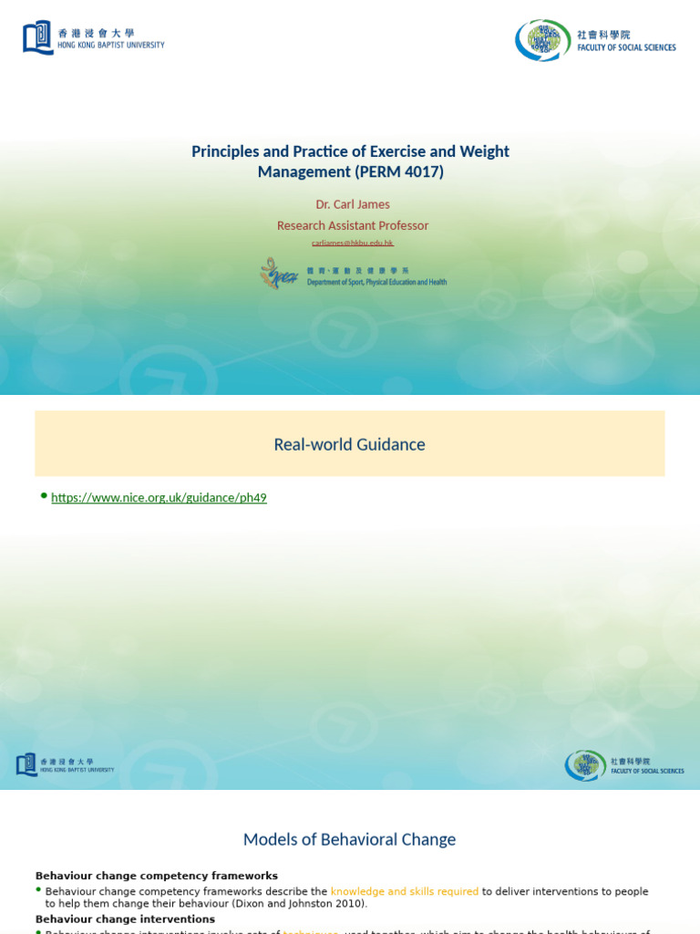 Week 5 Session 1 Behavioral Change Models, Theory and Approaches | PDF