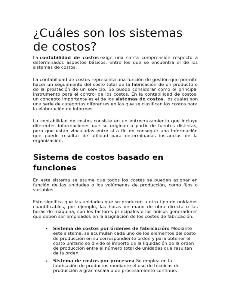 Sistemas de Costos en Contabilidad | PDF | Costo | Contabilidad de costos