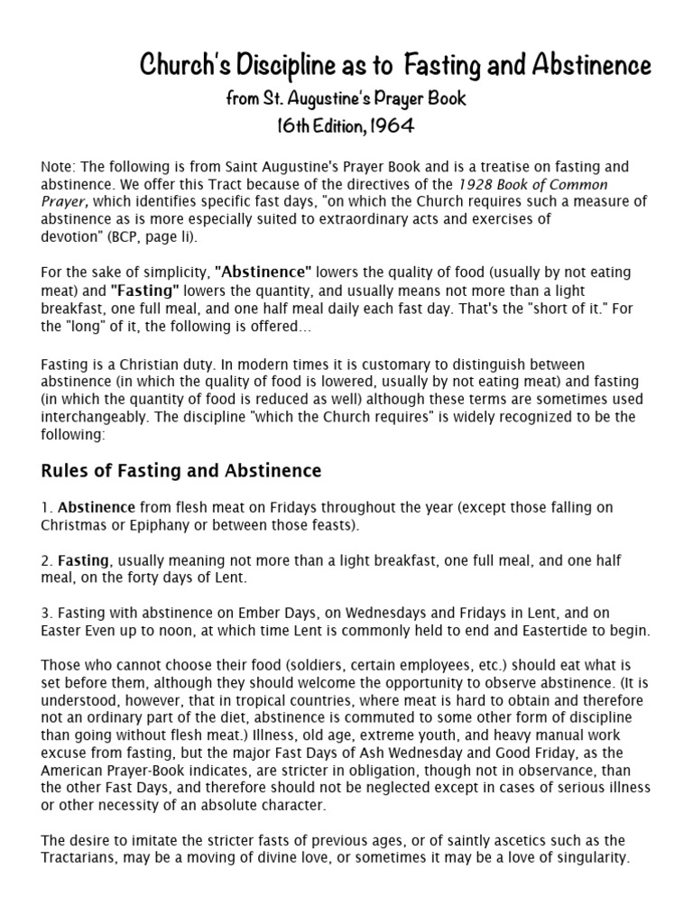 Fasting & Abstinence | PDF