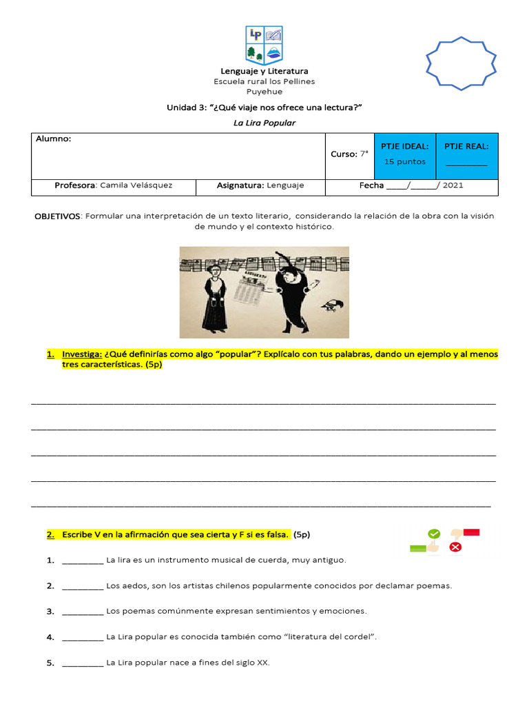 Guía 7to Basico La Lira Popular Pdf