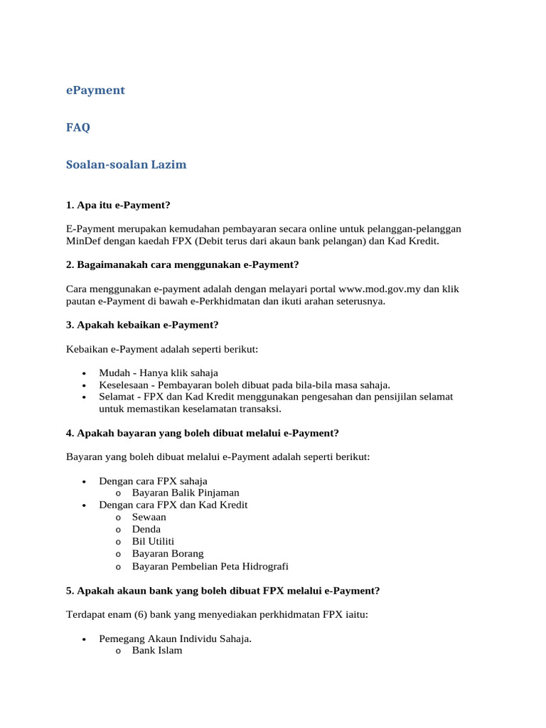 Panduan e-Payment untuk MinDef | PDF