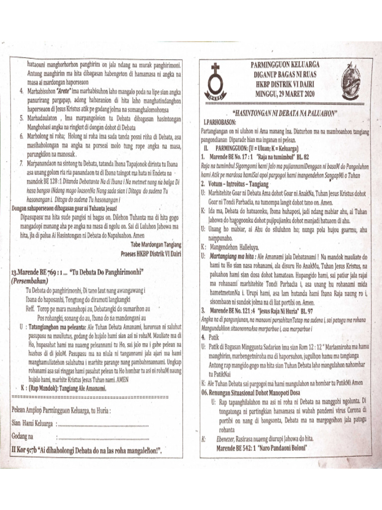 Tertib Acara Minggu 29 Maret 2020 | PDF