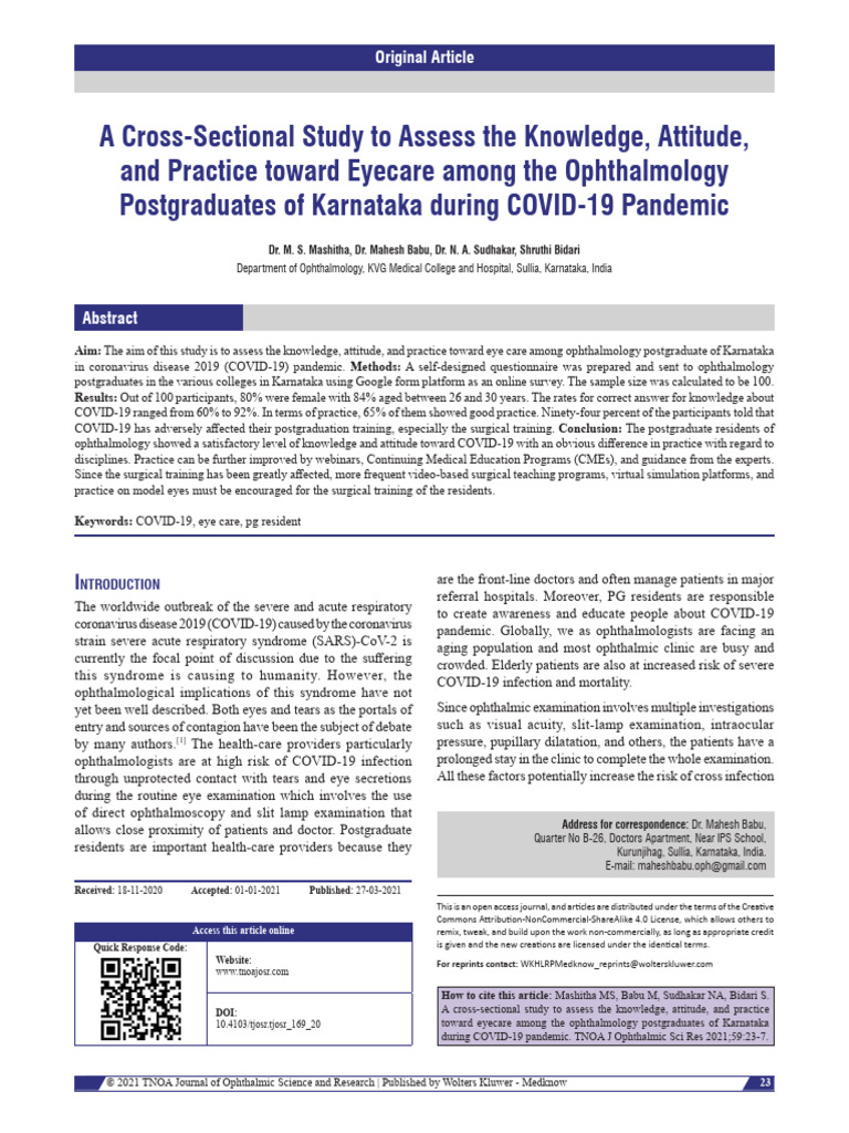 A Cross Sectional Study To Assess The Knowledge,.7 | PDF ...