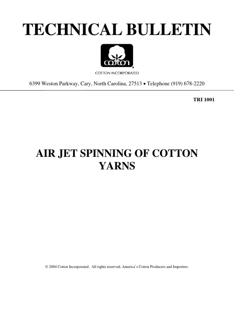Air Jet Spinning of Cotton Yarns | PDF | Yarn | Spinning (Textiles)