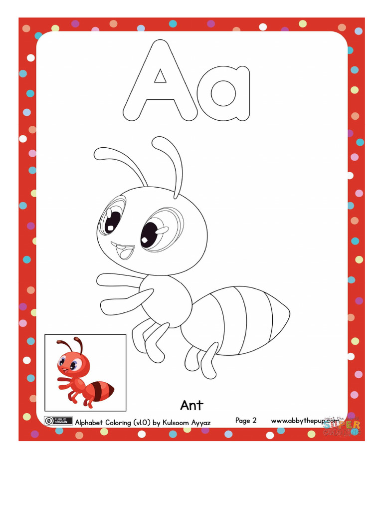 A Is For Ant Coloring Page - Free Printable Coloring Pages | PDF