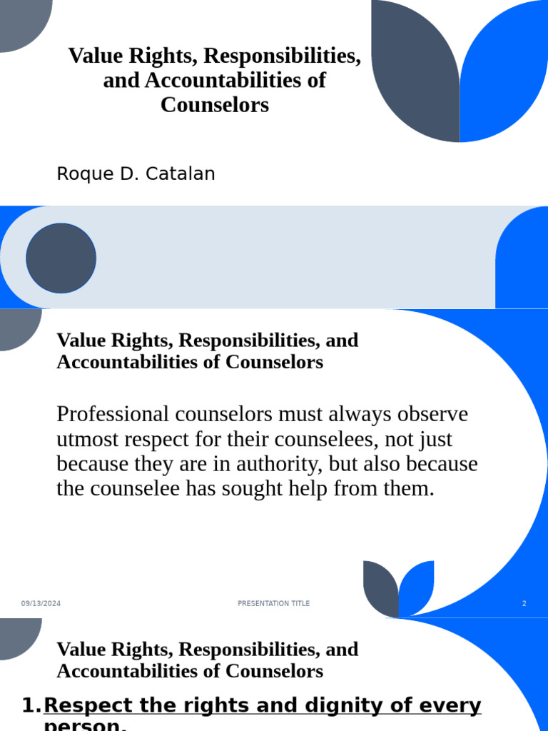 Counselors' Value Rights and Responsibilities | PDF | Psychotherapy ...