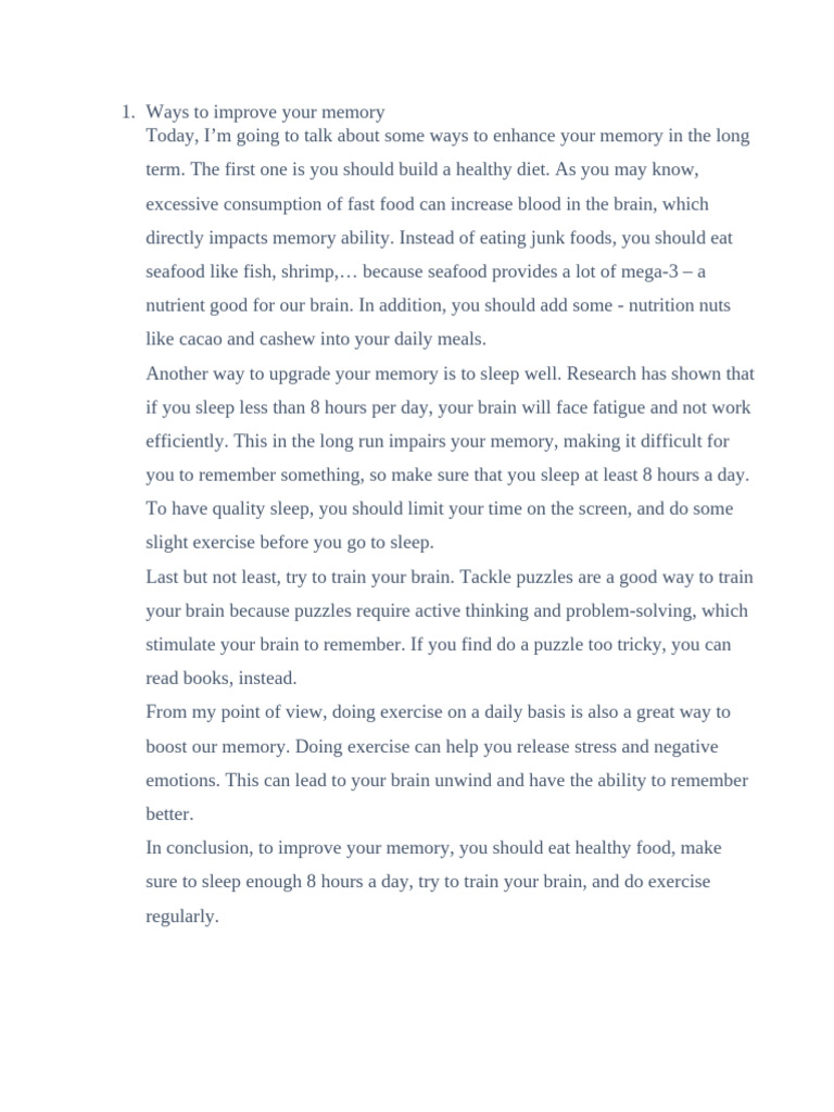 Ways To Improve Your Memory | PDF