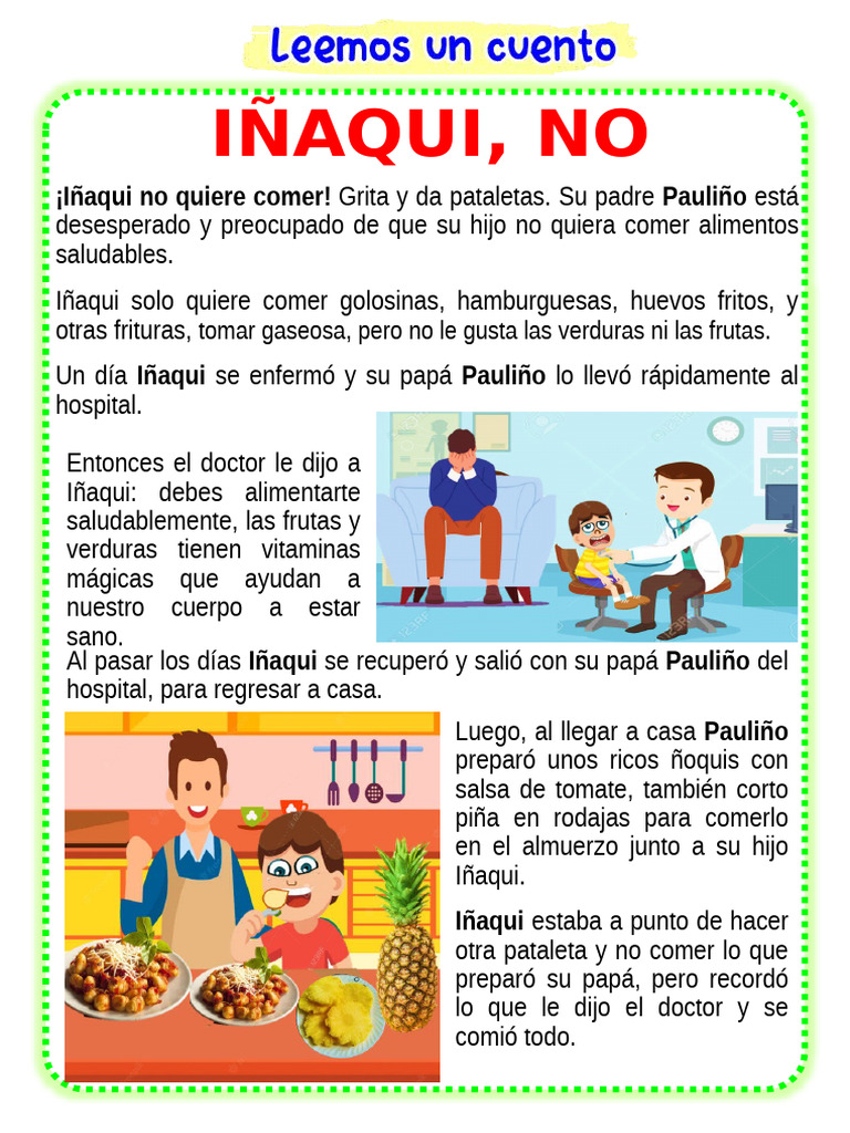 Ficha Leemos Iñaqui No Quiere Comer Maestra Janet | PDF
