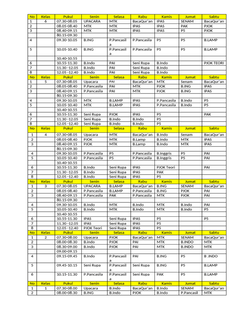 JADWAL KUMER 2024 2025 | PDF